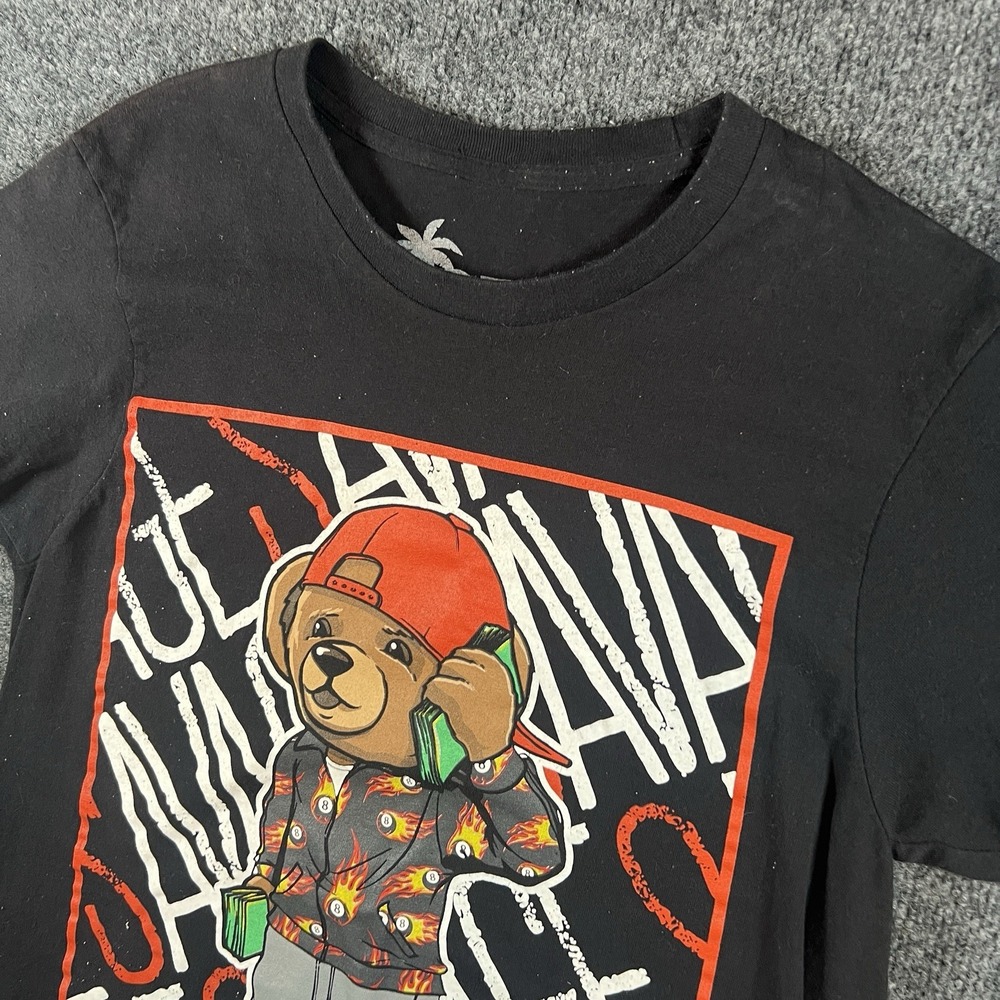 Vibes‎ Money Bear T-Shirt Black Savage Graphic Flame 8 Ball Streetwear M